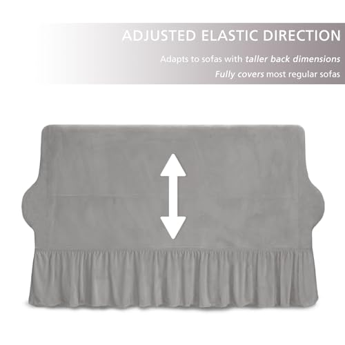 NICEEC Loveseat Cover Super Soft 1-Piece Light Grey Slipcover for Loveseats Stretch Universal Spandex Couch Cover for Living Room Easy Fit Washable Furniture Sofa Protector with Skirt