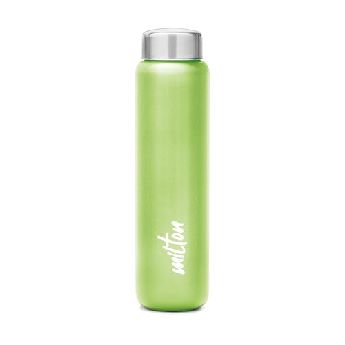 MILTON Aqua 1000 Stainless Steel Water Bottle 920 ml, Single Walled, ISI Certified I Leak Proof Lid, Rust Proof I For School, Office, Gym I Pista Green