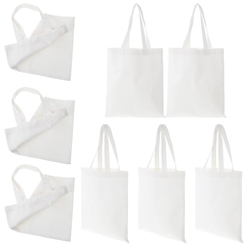 TOMETURE Bolsa de Lona Blanca para Sublimación 35x30 Cm 8 Piezas Bolsa de Mano Reutilizable para Supermercado y Compras de Algodón para Bricolaje y Almacenamiento