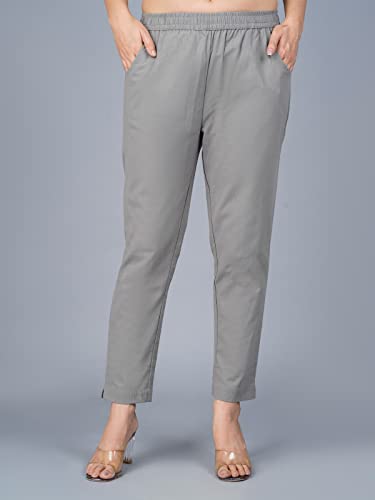 Image of Regular Fit Fully Elastic Waist Ankle Length Premium Cotton Casual Trouser Pant (Combo Pack of 2)