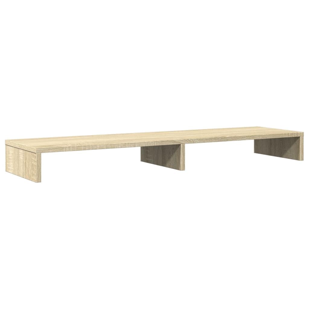 Supporto per monitor, 100 x 27 x 10 cm, in legno di rovere Sonoma, per due monitor, supporto da scrivania per ottimizzazione ergonomica della postazione di lavoro