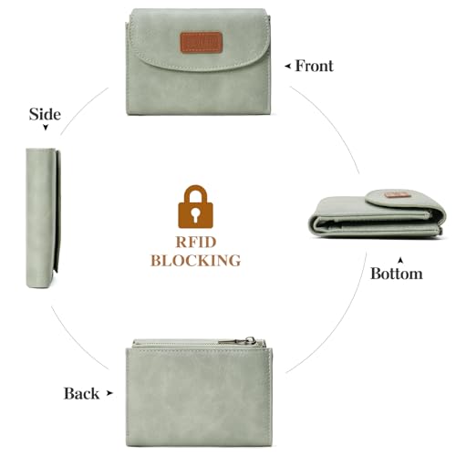 Image of SENDEFN Small Womens Wallet RFID Blocking Double Zipper Pocket Card Holder Purse