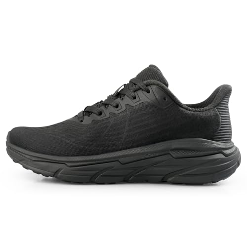 Image of Men's Slip on Walking Sneakers - Lightweight Running Shoes - Cushioned Comfort for Gym, Training, Tennis, Workout - Athletic Fashion - Black /Beige Size 6.5-13