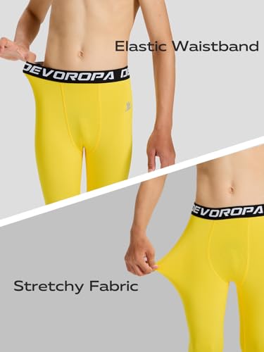Image of DEVOROPA Boys Leggings Youth Compression Pants Sports Tights Basketball Football Baseball Soccer Baselayer Slim /Regular /Husky
