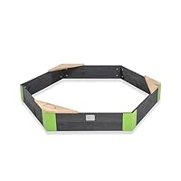 EXIT Toys Aksent Wooden Sandbox Hexagon - With 3 Seats - Sturdy Metal Corners - Modern Design - For Outside in the Garden - For Children - 100% FSC Cedar Wood - 5.3x4.6ft