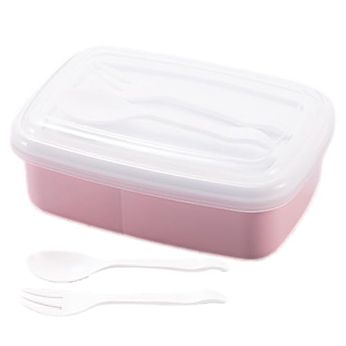 Contenedor de almuerzo, contenedor de almuerzo con compartimentos, para adultos | Contenedores de alimentos seguros e higiénicos con juego de utensilios, resistente para adultos