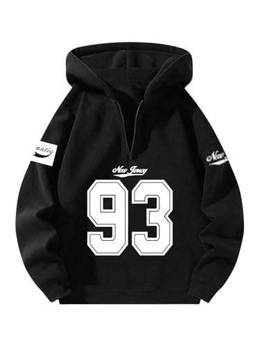 Verdusa Men's Zip Up Hoodie Jersey Shirt Long Sleeve Hooded Sweatshirt