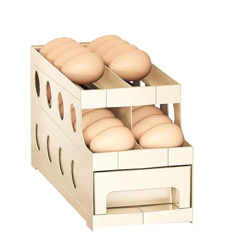 Spizummp Dispensador de huevos rodantes | Contenedor de huevos rodante automático de 2 niveles, organizador de alimentos para coleccionar el hogar, cocina, despensa,