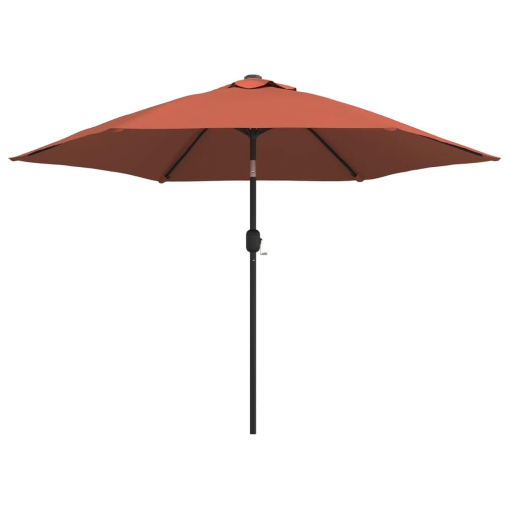 Parasol przeciwsłoneczny z metalowym słupkiem, 300 cm, terakota, ochrona przed wiatrem, rozkładana markiza boczna, ochrona przed wzrokiem, na taras, system korby i 6 żeber do ogrodu