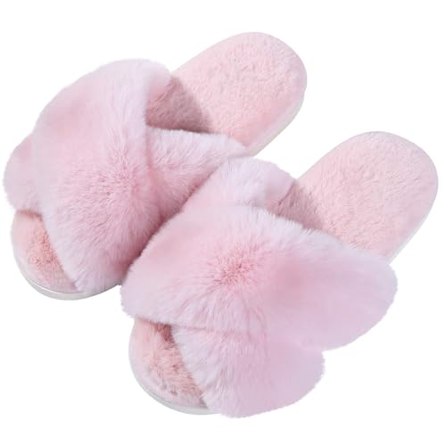 Evshine Memory Foam Fuzzy House Slippers for Women