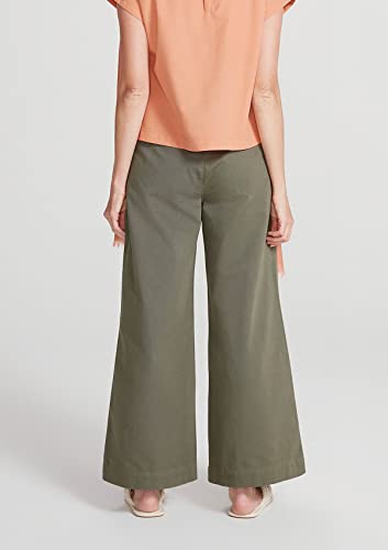 Calça Feminina Cintura Alta Wide Leg Em Sarja - Verde 040