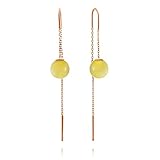 Pendientes para mujer con bola de ámbar M – ámbar pendientes largos de plata 925