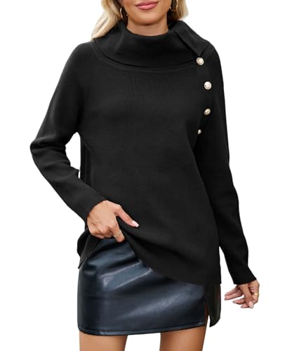 ZAFUL Sweaters for Women 2025 Trendy Versatile Neckline Button Turtleneck+Off The Shoulder Tunic Sweater Top