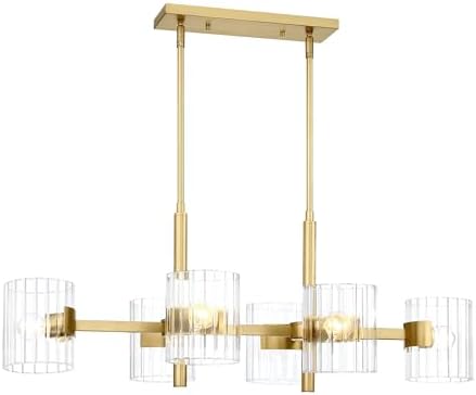 DESIGNERS FOUNTAIN Aries 6-Light Kitchen Island Pendant Lights, 36 Inch Hanging Ceiling Fixture for Dining Room, Brushed Gold, D284C-IS-BG