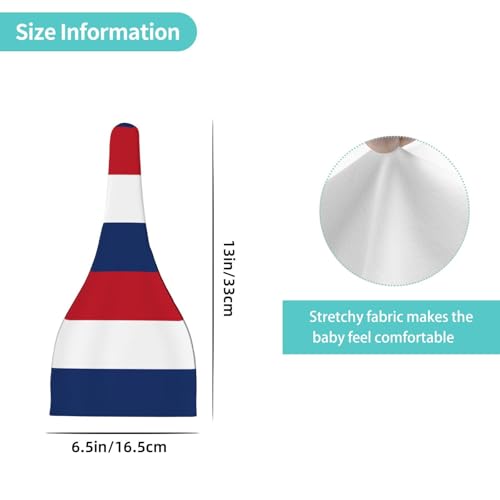 Newborn Baby Hat, Dutch Flag Print Soft Top Knot Beanie Cap, Cute Baby Headwear for 0-6 Months Black4