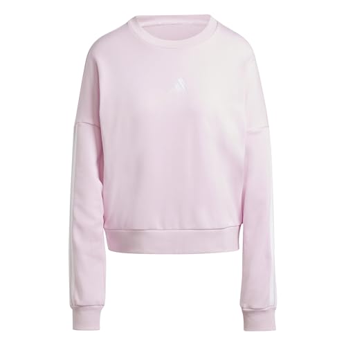 adidas Damen Essentials 3-Stripes French Terry Sweatshirt, Clear Pink/White, L