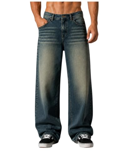 Men’s Whisker Green Baggy Fit Jeans High Rise Denim Pants for Men Relaxed Loose Fit Casual Jeans Stylish Everyday Wear - Image 2