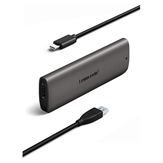 Lemorele M.2 NVMe SSD Enclosure Tool Free USB C External PCIe B+M/M-Key Hard Drive Enclosure 10Gbps USB 3.1 Gen 2 M.2 Reader Support Max 2TB w/UASP Trim, for 2230/2242 /2260/2280 SSDs, Aluminum