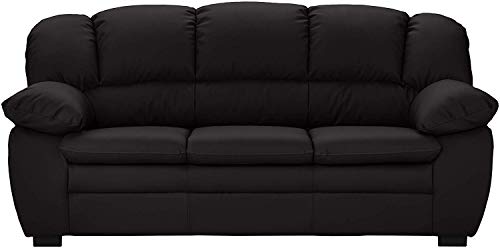 Mivano 3-Sitzer Sofa Casino, Große Ledercouch mit moderner Kontrastnaht, 191 x 88 x 92, Kunstleder Schwarz Cover