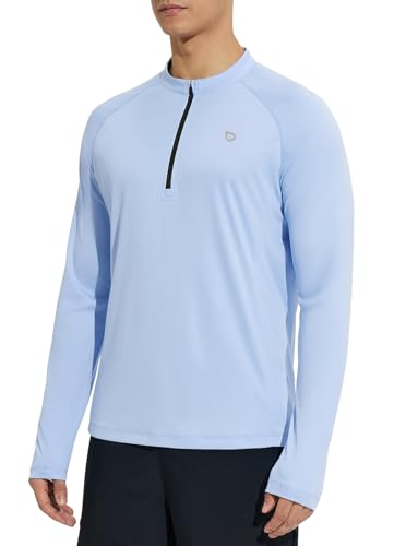 baleaf Men's Sun Shirts UPF 50+ Rash Guard Long Sleeve 1/4 Zip SPF UV Protection Lightweight Quick Dry