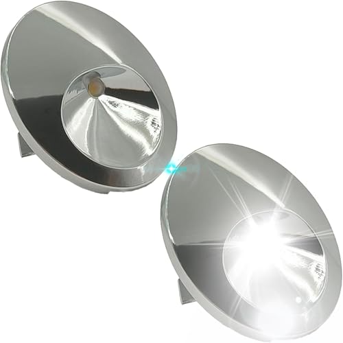 (2-Pack) Upgraded WR55X11132 for GE/Caf/Profile Refrigerator Light Bulb - Replaces WR55X26487 WR55X26486 WR55X30603 WR55X30602 AP5646375 PS4704284 - Cover Assembly and Chrome LED