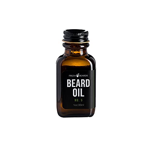 Fresh Beards No. 5 Beard Oil - Tea Tree Oil, Fresh Cut Lemons An Citrus Fragrance - Scented Mens Beard And Mustache Oil - Soothing Anti-Itch Moisturizer & Softener For Dandruff Prevention And Healthy Beard Growth #TOP3