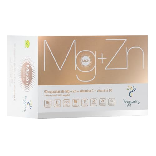 VEGGUNN   Complejo de Magnesio con Citrato de Magnesio, Zinc, Vitamina C y Vitamina B6 90 Cápsulas Vegetales   Apoyo al Sueño, la Función Nerviosa y Muscular