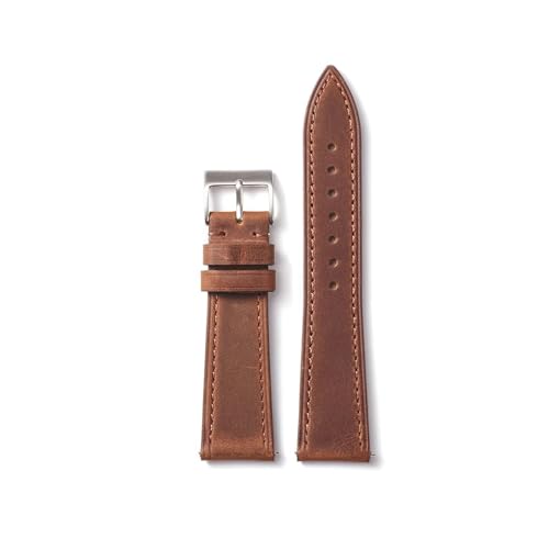 Bracelet de montre en cuir véritable chic avec boucle robuste en acier de 18mm à 22mm