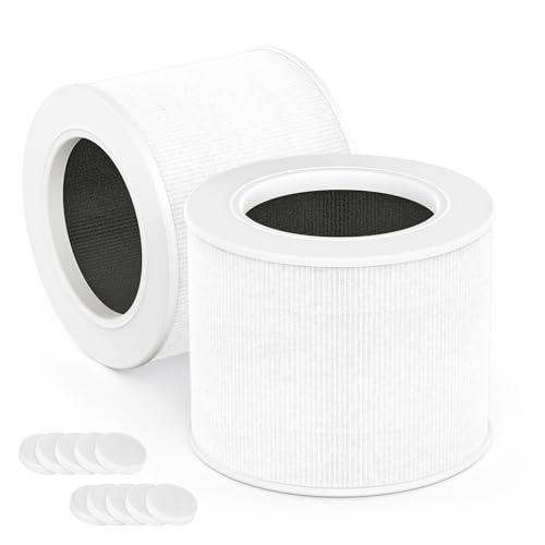 Lot de 2 Filtre de Remplacement pour Purificateur d'air LEVOIT Core Mini, Filtre 3 en 1 H13 True HEPA avec Charbon Actif, Référence : Core Mini-RF