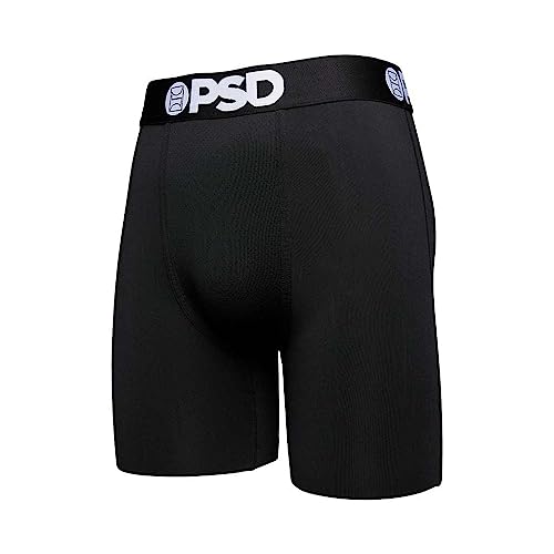 PSD Underwear Men's Black Solid Boxer Brief, Black, M