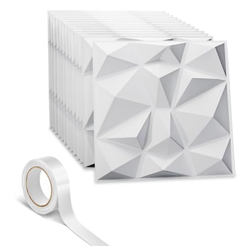 AMARA DECO - 15 Pièces Panneau Mural Decoratif 3D 30x30cm avec Ruban Adhésif Double Face – Panneaux Acoustiques Muraux Résistants à la Chaleur et Faciles à Nettoyer