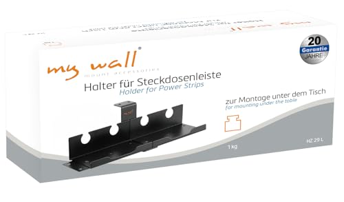mywall - Uchwyt na listwę elektryczną HZ29L, listwa zasilająca, na biurko, do zarządzania kablami w miejscu pracy, listwa zasilająca