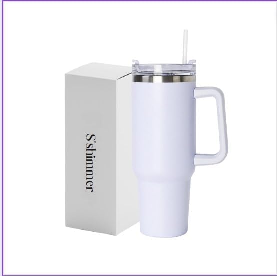 Miniatura 3 de s'shimmer Vaso de acero inoxidable de 40 onzas con aislamiento al vacío con tapa y popote para agua, batidos y más, té helado o café, vaso de regalo