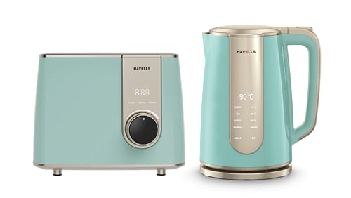 Image of Havells Craft Quick Start Combo for Premium and Modern Kitchens | Toaster + Kettle | Perfect Kitchen Companion and Gifting Range (Blue & Golden)