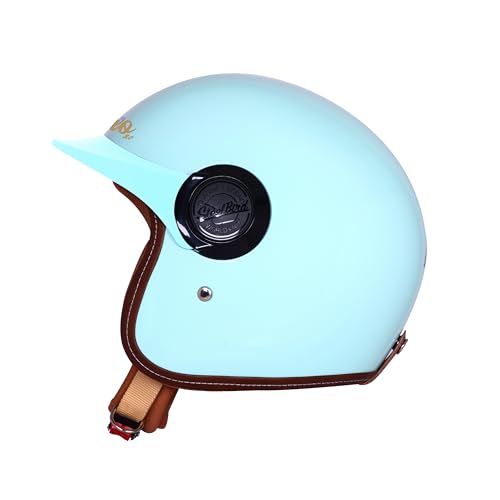 Image of Steelbird SBH 65 Retro 3.0 DOT and ISI Certified Open Face Helmet for Men and Women (Medium 580 MM,Glossy Mist Green)