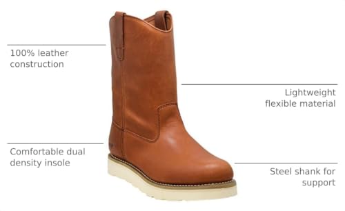 Image of Golden Fox 12 inch Work Boot Pull On Wellington Wedge Lightweight Outsole for Construction Farming and Ranching