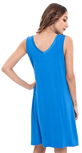 Image of GYS Cooling Bamboo Viscose Nightgowns for Women, Lightweight Sleeveless V Neck Sleep Shirt for Hot Sleepers, Soft Night dress