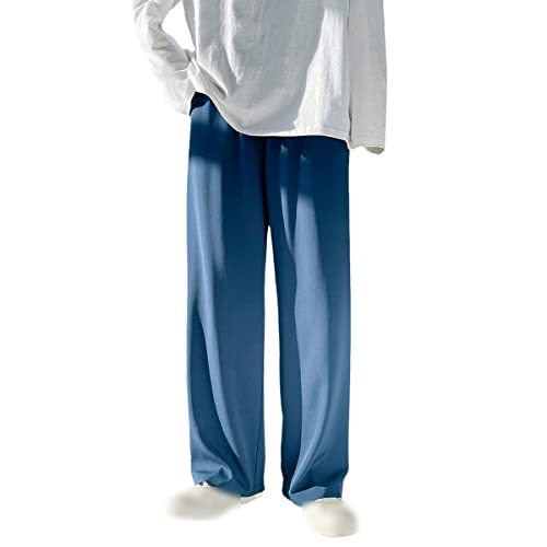 Pantalon en soie glacée homme ample bleu pour les vacances d'été