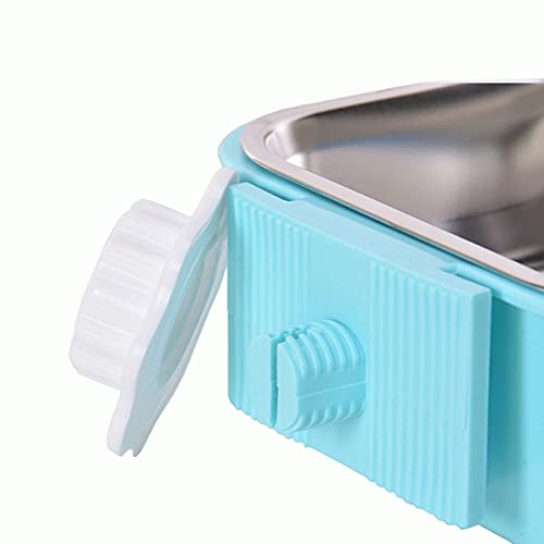 2-in-1 abnehmbarer Hundenapf für Hundekäfige, Welpenfutter, Wassernapf mit Bolzenhalter, Edelstahl, Haustier-Hängeschale, Futter-Wassernapf, 2 Stück/Set (klein, quadratisch, Rosa)