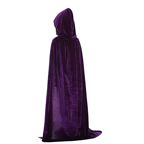 Kids Girls Boys Halloween Black Hooded Velvet Cloak Cape For Christmas Fancy Party Witch Robe Ages 3 to 163