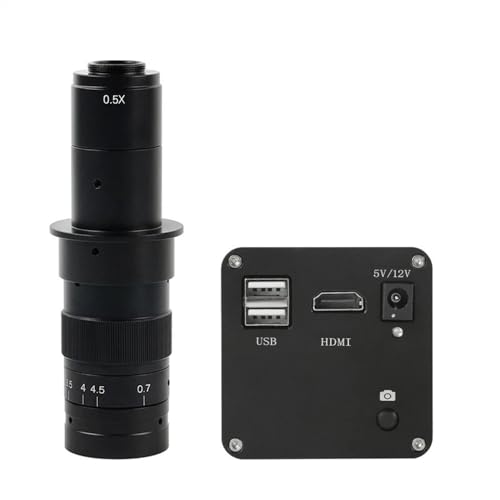 顕微鏡キット 4K 32MP UHD 1080P HDMI産業用ビデオ顕微鏡カメラ、180倍レンズ付き、マシンPCBボードCPU修理はんだ付け測定機能付き 顕微鏡レンズアダプター