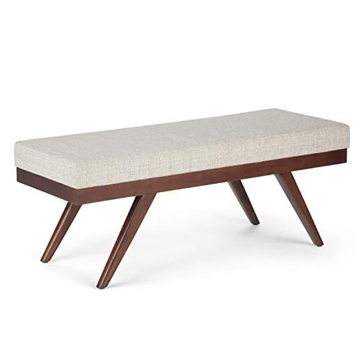 SIMPLIHOME Chanelle 48 inch Wide Rectangle Ottoman Bench Platinum Footrest Stool-, Faux Leather for Living Room, Bedroom, Mid Century