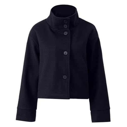 Womens Cropped Coat Wool Blend Winter Jacket Oversized Relaxed Fit Short Outerwear with Notch Lapel Fashionable2
