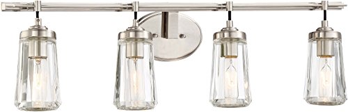 Minka Lavery Wall Light Fixtures 2304-84 Poleis Wall Bath Vanity Lighting, 4-Light, 240 Watts, Brushed Nickel