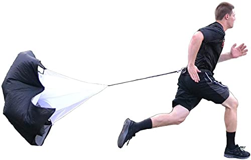 S&F Junction Running Speed Training 42" Parachute with Adjustable Strap, Free Carry Bag. Speed Chute Resistance Running Parachute for Kids Youth and Adults, Black, Pack of 1