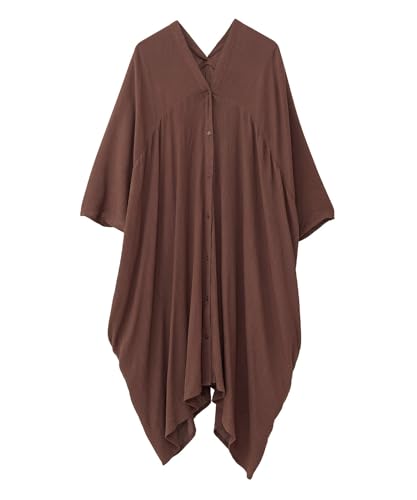 [グリーンパークス] レーヨンクレープチュニック ブラウン Fのサムネイル