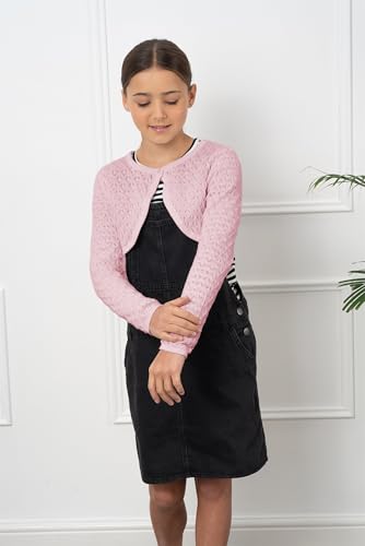 BOLEROSE Girls Long Sleeve Pointelle Knit Childrens Kids Bolero Shrug4