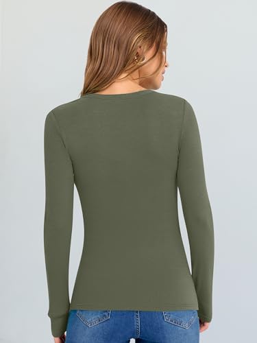 Image of ANRABESS Long Sleeve V Neck Shirts for Women | Soft Comfy Ribbed Knit Fitted Tshirts, Casual Going Out Tops, 2026 Trendy Basic, Fall Winter Underscrub Layering Clothes