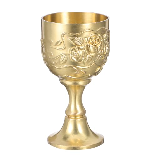 VICASKY Calice Vintage en Métal Bronze Antique Petit Format, Tasse à Boire Décorative pour Vin et Spiritueux, pour Sainte Communion, Cérémonie et Dégustation Raffinée