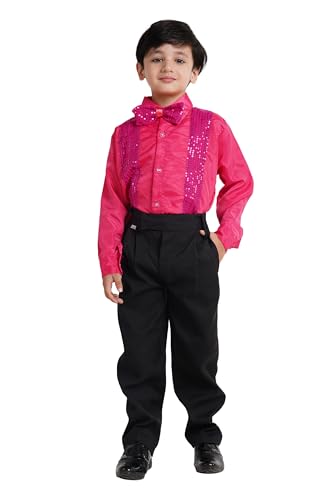Image of Kaku Fancy Dresses Dance Costume Shinning Shirt With Bow Tie for Kids | Sequin Work School Annual Function & Theme Party's Shirt for Boys (ONLY SHIRT)